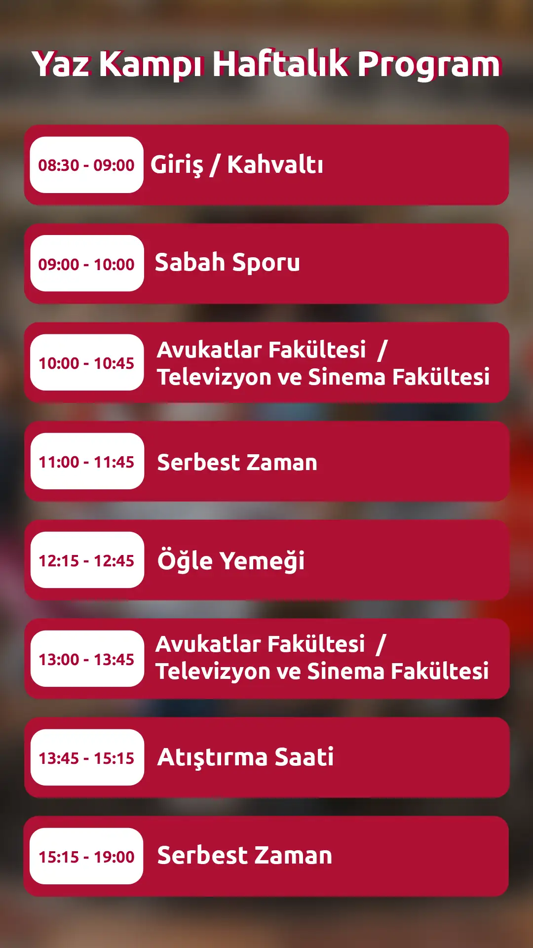 Yaz Kampı Programı 2